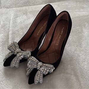 Kurt Geiger Black Heels with Crystal Bow